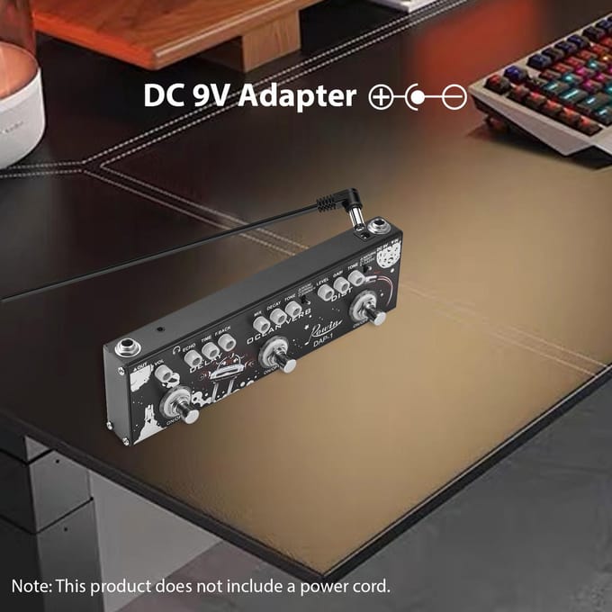 ROWIN 3-in-1 Gitaar Multi-effecten Pedaal Delay/Ocean Verb/Vervorming Aluminiumlegering Behuizing met True zwart