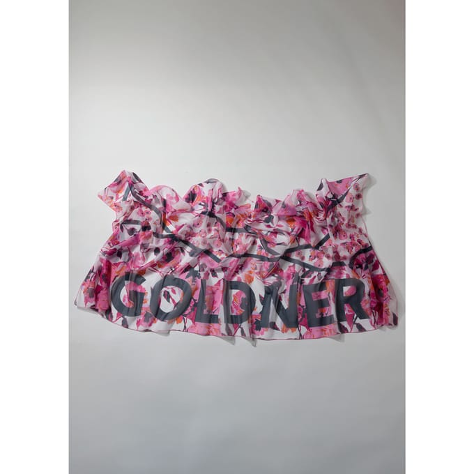 Sjaal - gebroken wit / paars / gedess. - Gr. Standaardmaat van Goldner Fashion