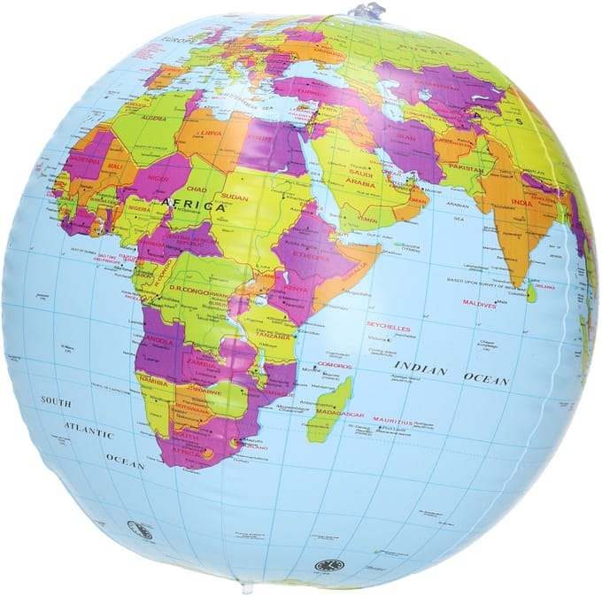 Bullet Opblaasbare strandbal - wereldbol - Globe - De aarde - PVC - Dia 26 cm - cadeau