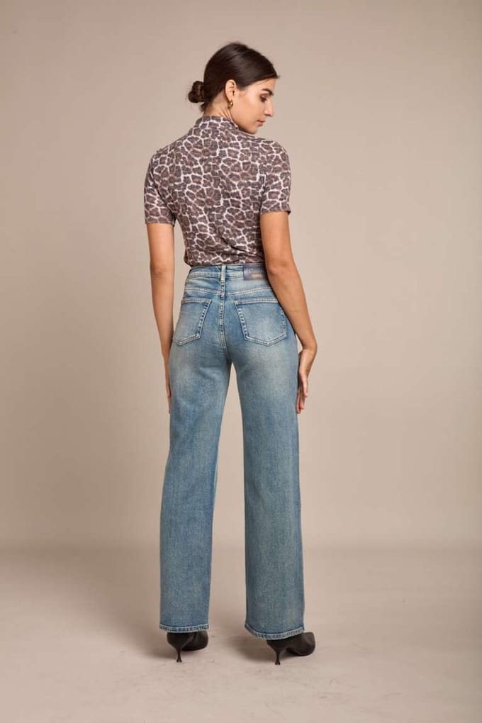 Broek Toxik3 hoge taille wide leg straight-fit jeans