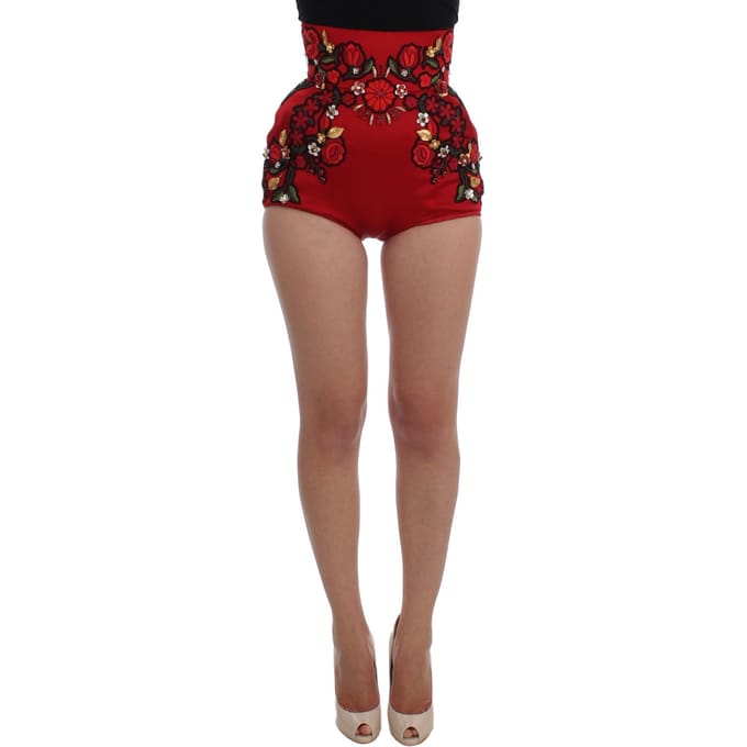 Dolce Gabbana Bloemen Geborduurde Hoge Taille Shorts