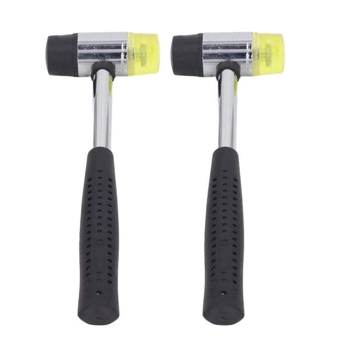 2 stuks Rubberen Hamer 25mm Hol Staal Antislip Handvat Rubberen Hamer met Afneembaar Einde voor white