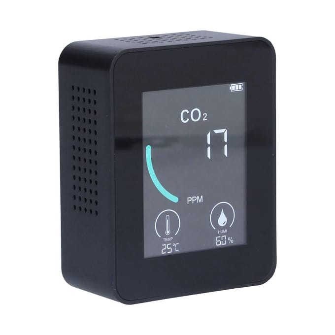2CO1T LCD CO2-detector Digitale Temperatuur- en Vochtigheidsdetector met Alarm Draagbaar en Realtime wit