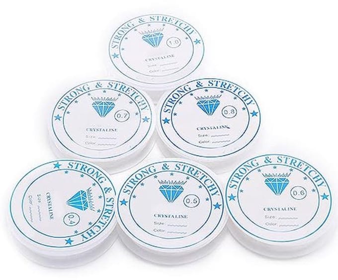 Set van 6 Transparante Elastische Draden voor Sieraden en Knutselprojecten