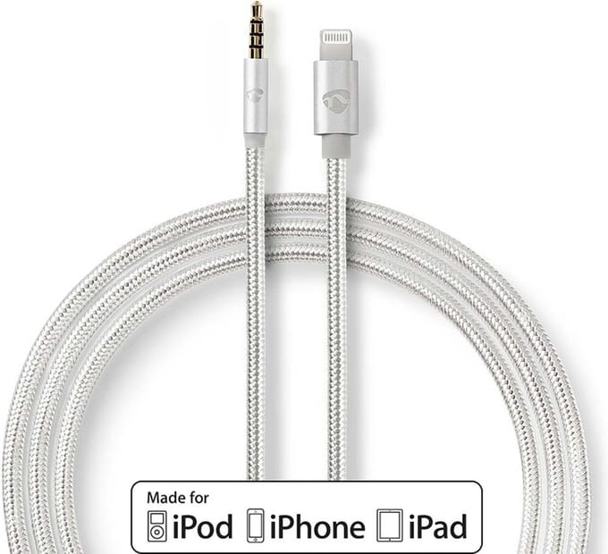 Nedis Lightning-Adapter - Apple Lightning 8-Pins - 3,5 mm Male - Verguld - 1.00 m - Rond - Nylon