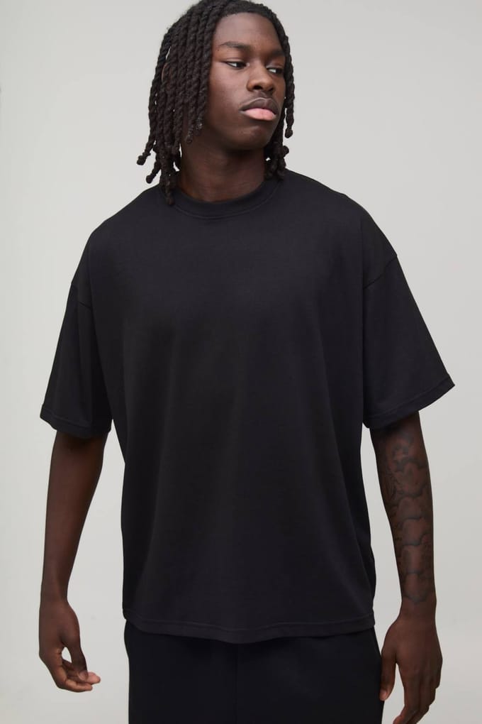 Essential Oversized Crew Neck T-Shirt | Black | Size Large