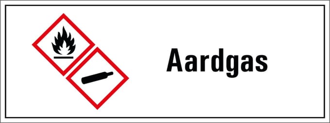 Aardgas GHS tekststicker 400 x 150 mm