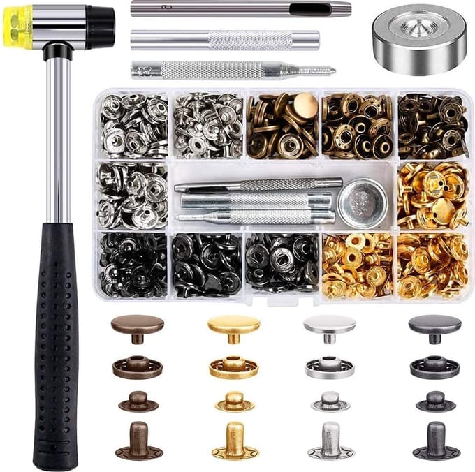 MMOBIEL Knopen set - Drukknopen met gatenpons en hamer - 120x