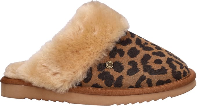 Warmbat Collie Print Panther Dames Sloffen - Chestnut