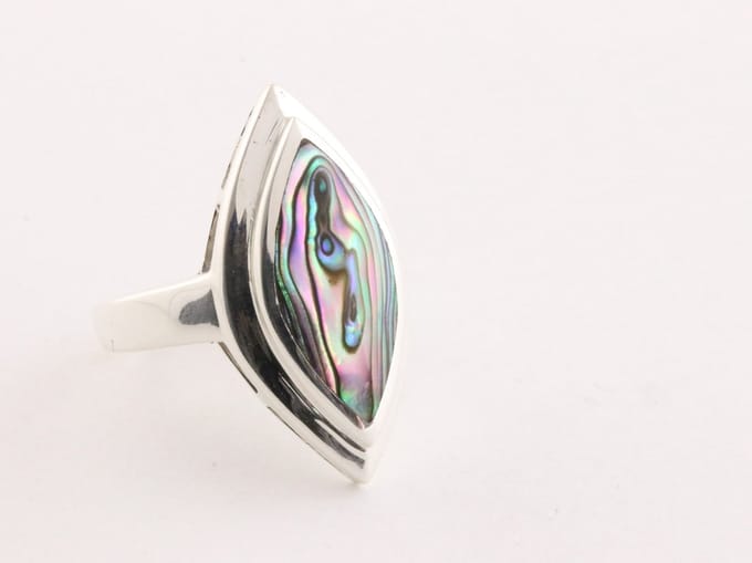 Hoogglans zilveren ring met abalone schelp - maat 17