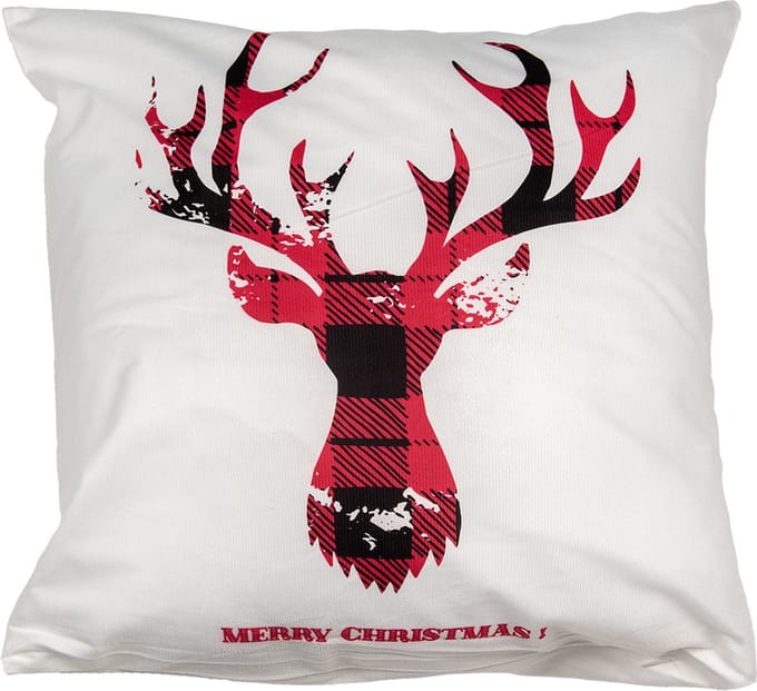 Clayre & Eef Kussenhoes 45x45 cm Wit Rood Polyester Rendier