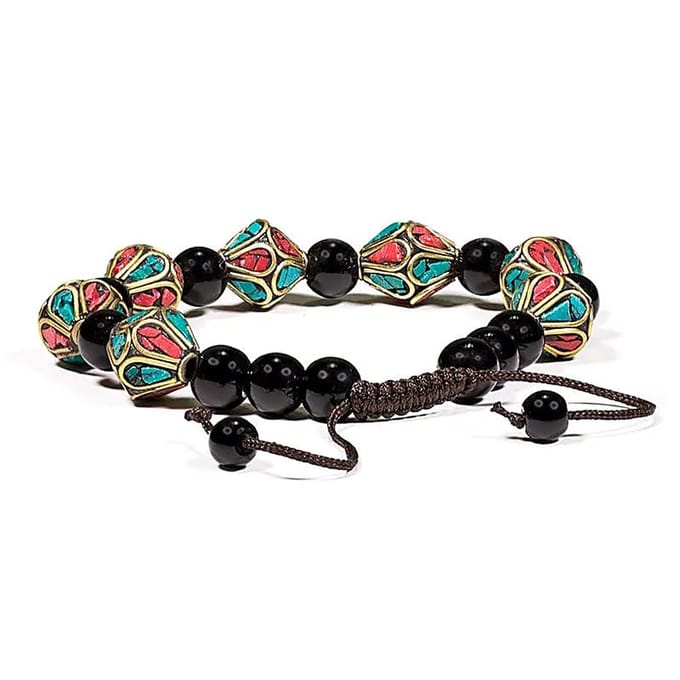 Armband turkoois, koraal & zwarte onyx