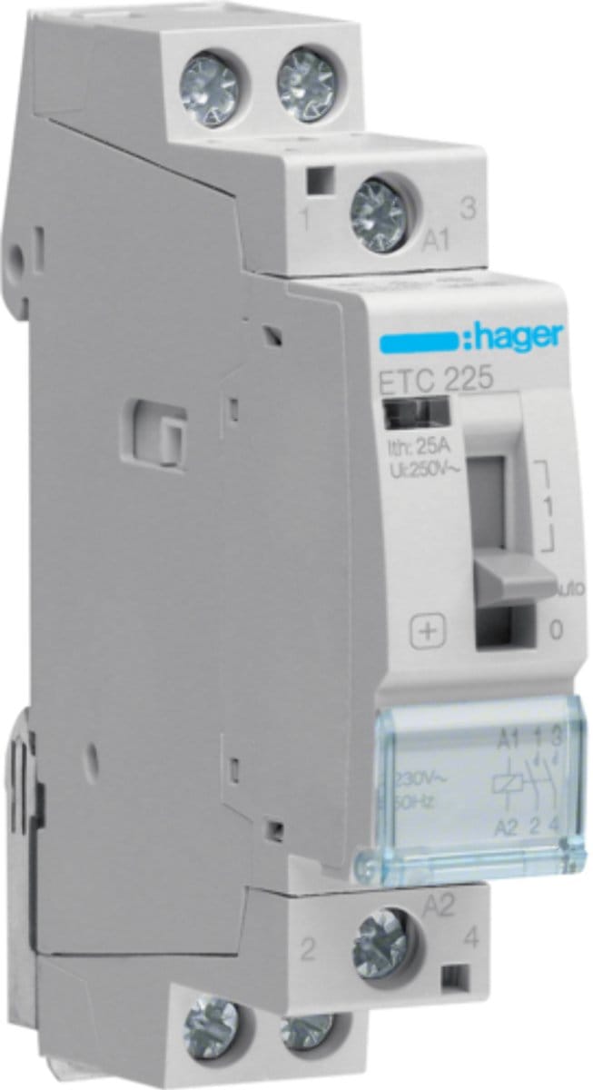 Hager - Contactor d/n 2X25A 230V 2NO - ETC225