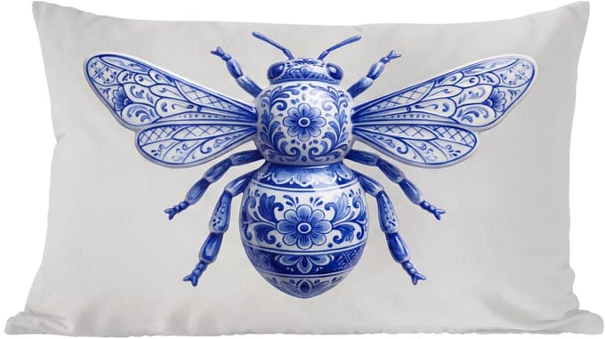 Sierkussens - Kussentjes Woonkamer - 60x40 cm - Bij - Modern - Delfts - Blauw