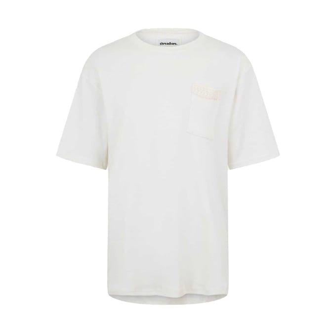Threadbare Heren Dunedin Textured Knit Regular T-shirt (Ecru)