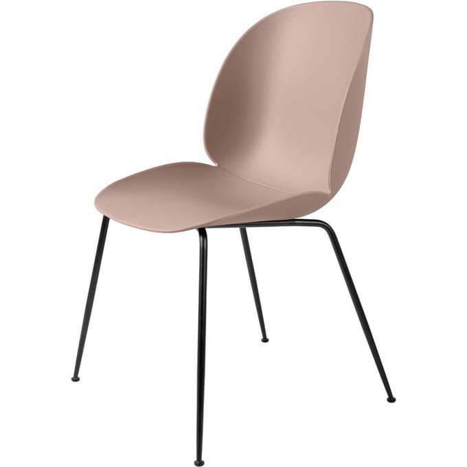 Gubi - Beetle Dining stoel - stalen frame - sweet pink - mat zwart - kunststofglijder - roze