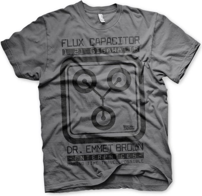 Back To The Future Heren Tshirt -S- Flux Capacitor Grijs