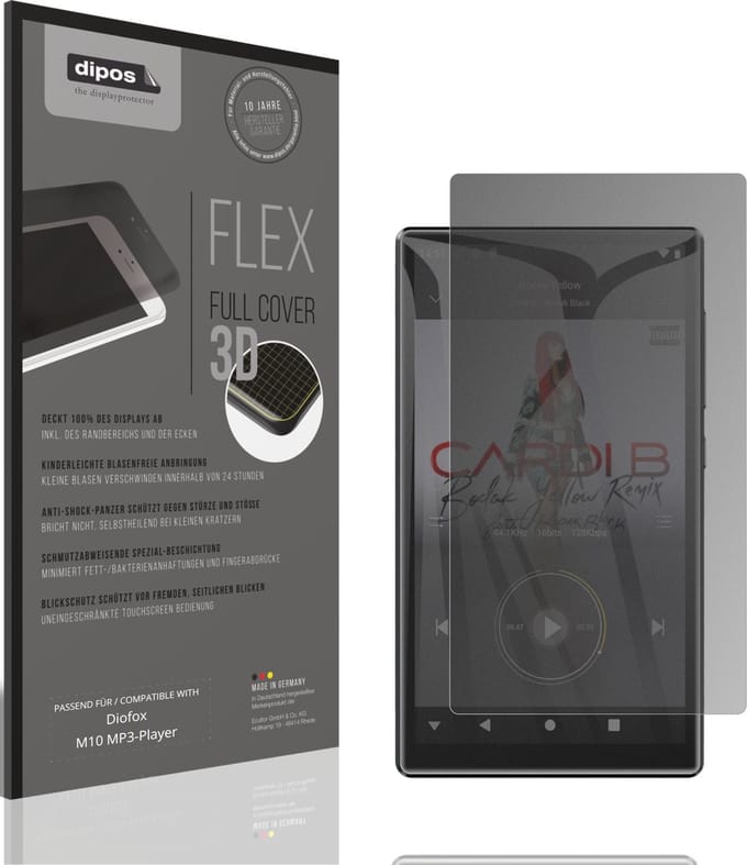 dipos FLEX – Matte Privacy Screenprotector geschikt voor Diofox M10 MP3-Player | Volledige Schermbescherming | Case-Friendly