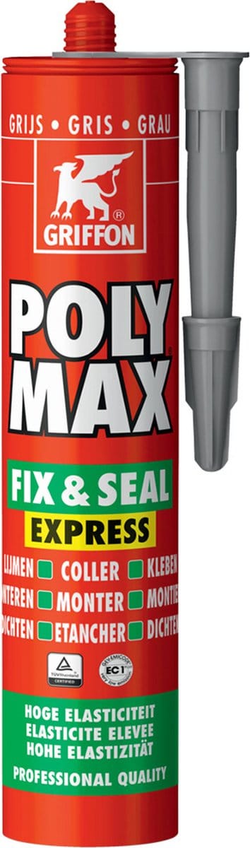 Griffon Poly Max Fix & Seal Express Montagelijm-/afdichtingskit - Grijs - Koker - 425gr