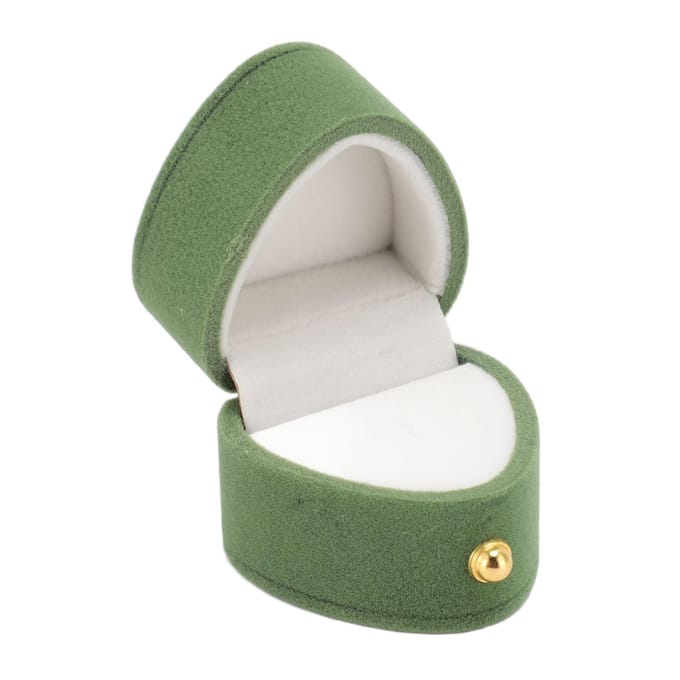 Ringdoos Hartvorm Exquise Romantisch Klein Flanellen Ringetui voor Aanzoek Verloving Bruiloft groen