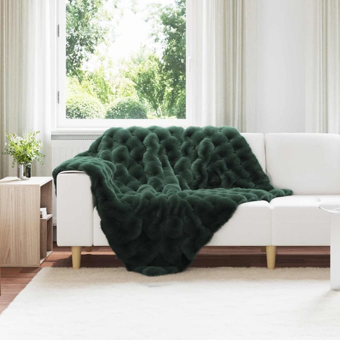 vidaXL - Antislip - deken - van - imitatie - konijnenbont - Olite - 4 - st - Donkergroen