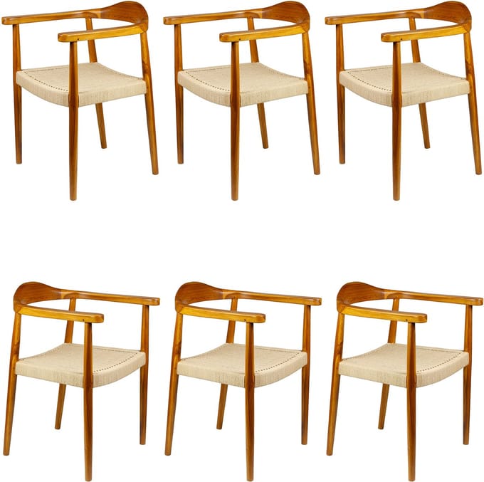 Houten eetkamerstoel - rotan stoel - set