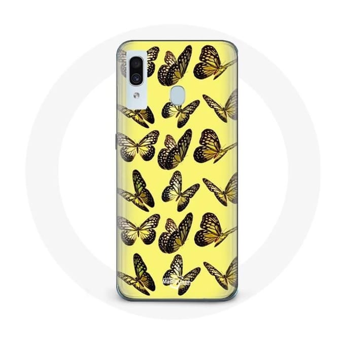 Case voor Samsung galaxy A30 Vlinders Gele Achtergrond geel