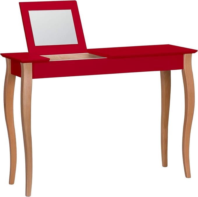 Kaptafel met Spiegel en Opberglade - Compact en Duurzaam Hout - Rood