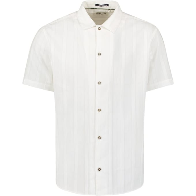 No Excess Shirt Short Sleeve Dobby Vertical Stripe Solid White Größe: L | Casual hemden Outlet | Herren | Weiß