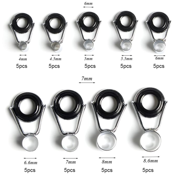 Ensemble de 45 anneaux de guidage pour canne à pêche en acier inoxydable et céramique, 9 tailles, accessoires gray