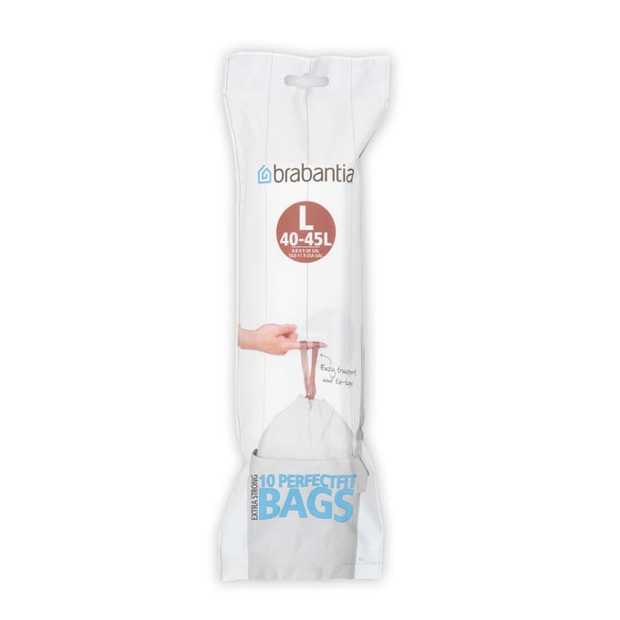 brabantia Size L - trash can liner - 45 L - high-density polyethylene (HDPE) - white - pack of 12 x 10