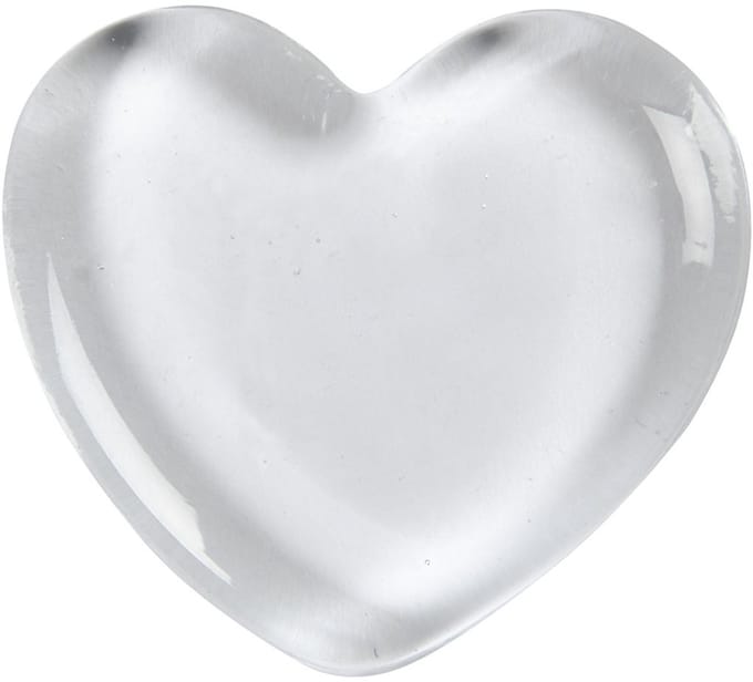 Hart, afm 6,5x6,5 cm, dikte 10 mm, transparant, 1 stuk