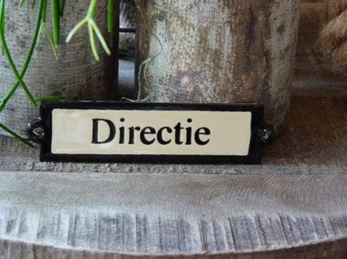 Emaille deurbordje recht 'Directie'