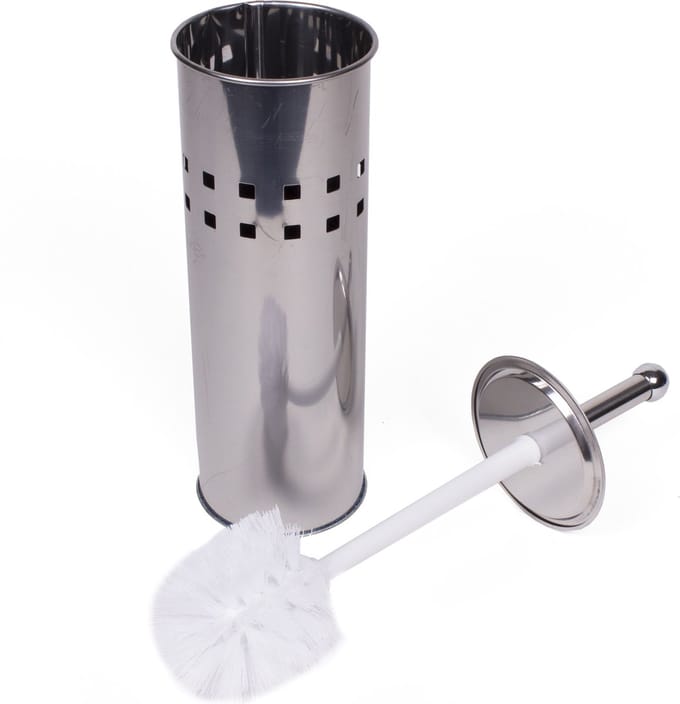 Benson Stijlvolle toiletborstel set - RVS - wit - met deksel - uitneembare lekbak