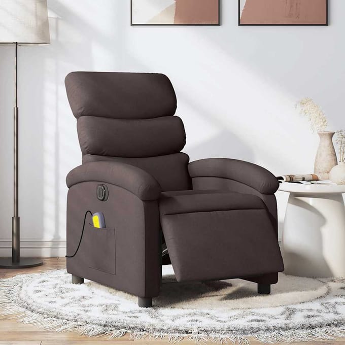 vidaXL - Massagestoel - elektrisch - verstelbaar - stof - donkerbruin