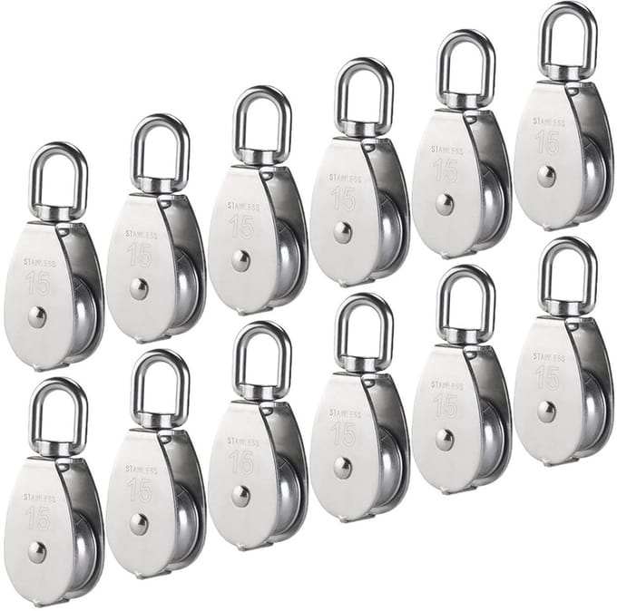 Enkel katrolblok RVS 304 set van 12 stuks