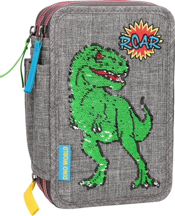 Dino World - Sequin Pattern Triple Pencil Case (410301) /School /Multi