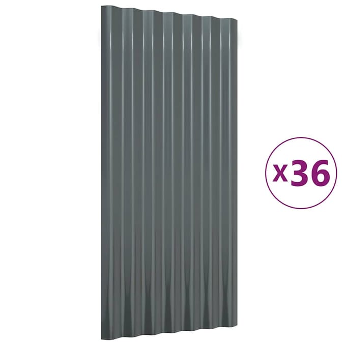 vidaXL - Dakpanelen - 36 - st - 80x36 - cm - gegalvaniseerd - staal - antracietkleurig