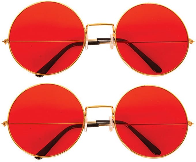 Hippie Flower Power - Zonnebril - 2 stuks - ronde glazen - rood