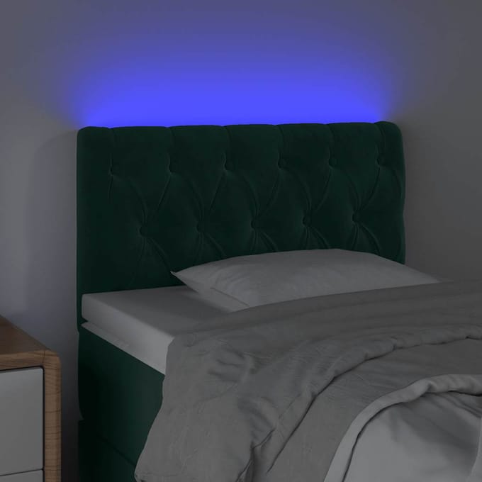 vidaXL - Hoofdbord - LED - 80x7x78/88 - cm - fluweel - donkergroen
