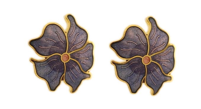 Behave - Oorringen dames - bloemmotief - paars - 2 cm