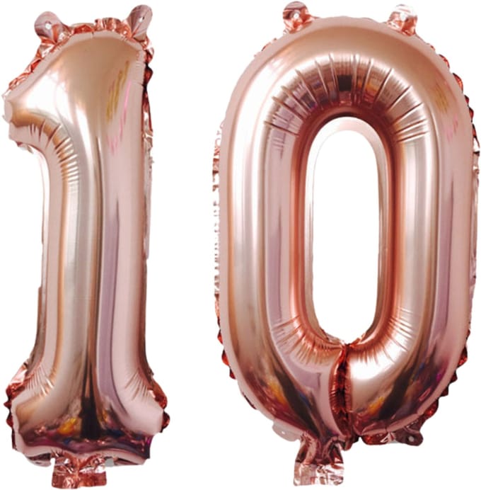 Reusachtige opblaasbare ballon 86 cm Nummer 10 Kleur Roze - Verjaardagsfeest Groot formaat 10 jaar