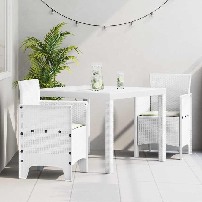 vidaXL - Tuin - Eettafel - Set - 3 - st - Wit - Polypropyleen