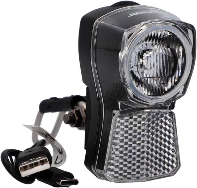 Led-koplamp voor fiets - 45/20 lux, USB-oplaadbaar, spatwaterdicht IP44