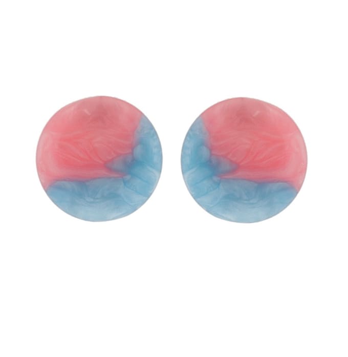 Behave - Oorbellen - Dames - Marmerlook - Roze Blauw - Rond