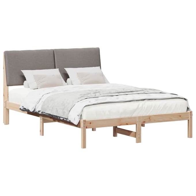 vidaXL - Bedframe - Bruin - en - taupe - 150 - x - 200 - cm - Massief - grenenhout