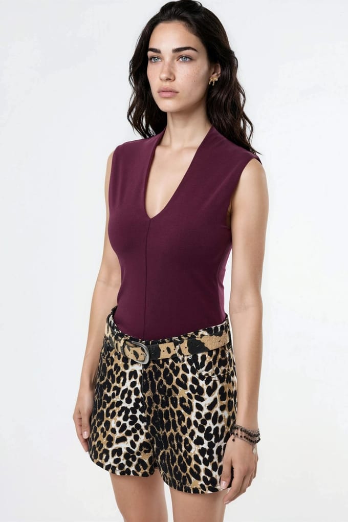 V-hals Mouwloze Drape Blouse
