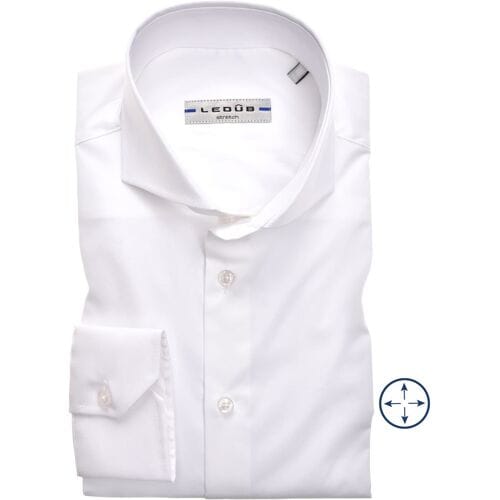 Ledub slim fit overhemd - wit - Strijkvriendelijk - Boordmaat: 45
