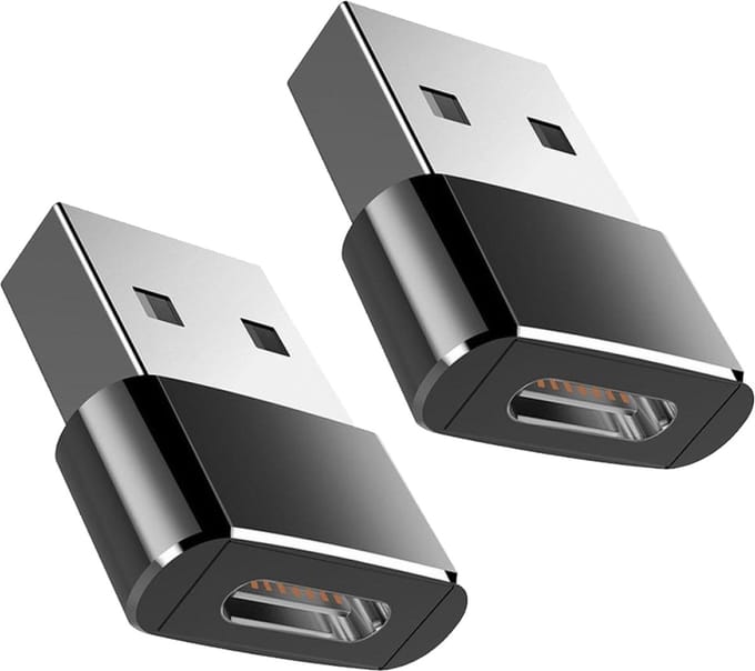 USB Adapter - USB-A (m) naar USB Type-C (v) - USBC2 - Zwart - 2 stuks