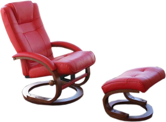 TV fauteuil Relaxfauteuil Pescatori, kunstleer, met hocker ~ rood